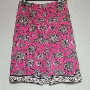 HAROLD'S pink print cotton A-line skirt, 6